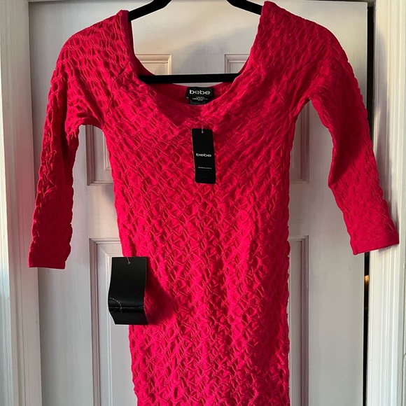 Bebe Fuchsia Pink Stretch Dress P/S - Picture 5 of 5